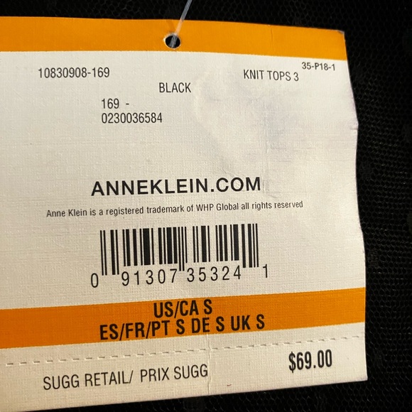 Anne Klein Black Blouse with Sheer Sleeves. Elevated look very versatile. - Picture 7 of 7